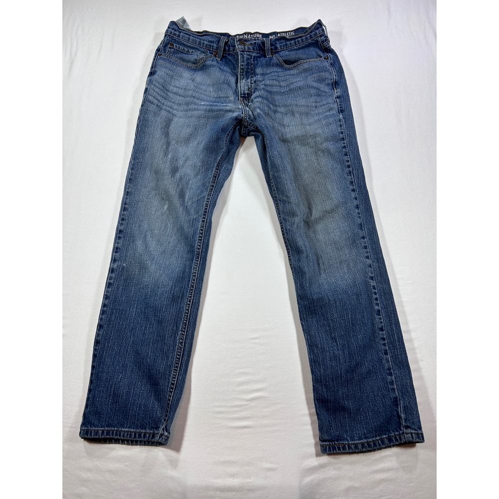 Signature by Levi Strauss S67 Athletic Fit Mens Jeans 34x32 Blue Denim S67-AD